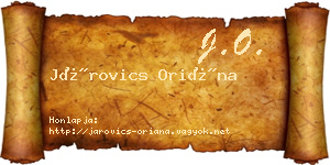 Járovics Oriána névjegykártya